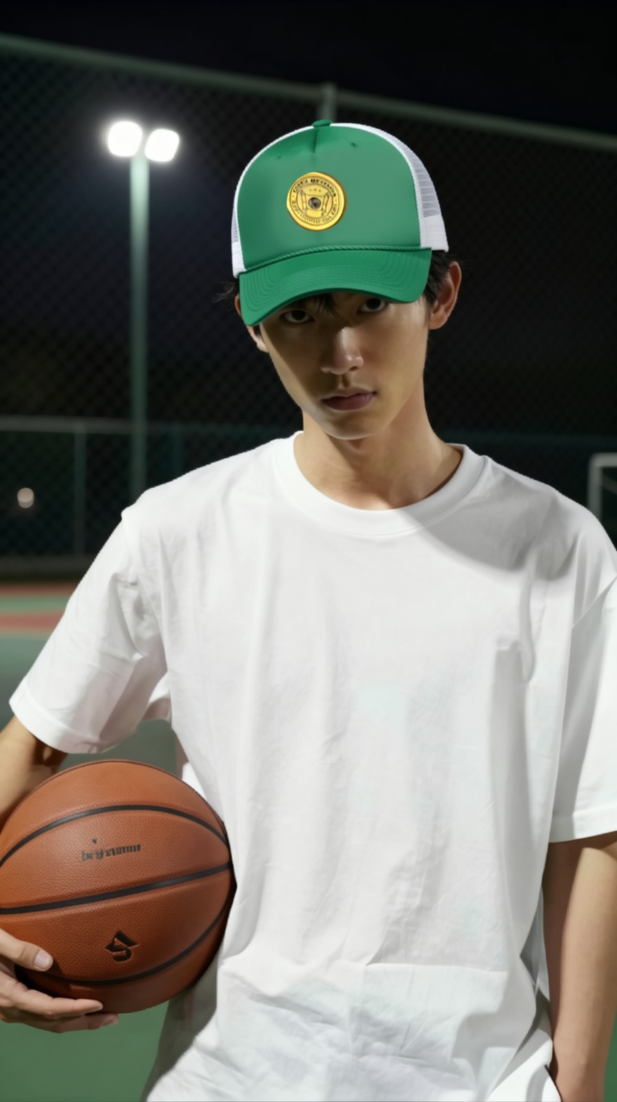 Emblem Trucker Cap, Kelly Green, worn