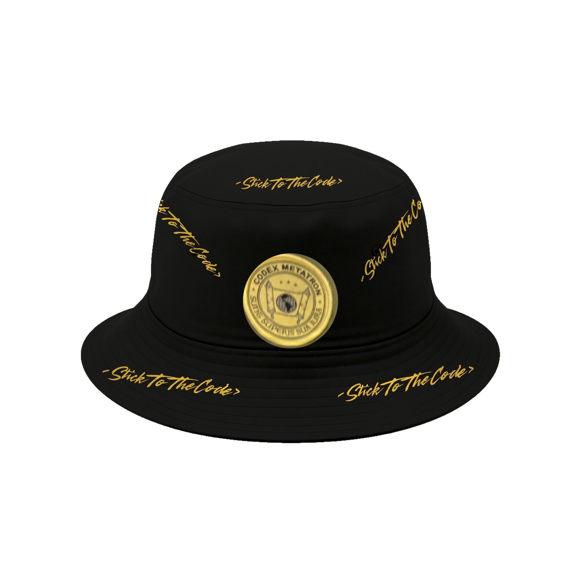 <StickToTheCode> Fractal Bucket Hat, Black, front