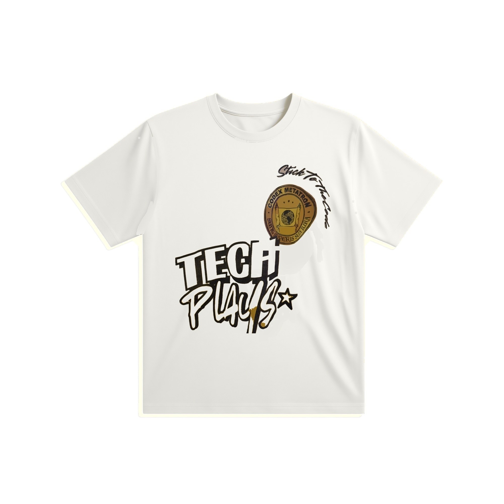 Tech Plays Tee, White, front